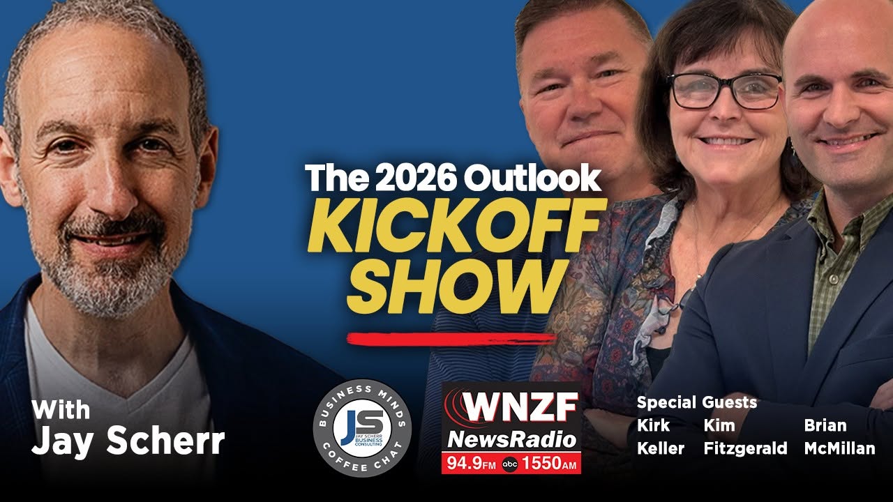 Jay Scherr with guests of Business Minds Coffee Chat